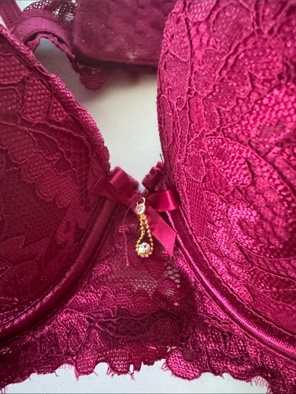 Daisy Fuentes Deep Raspberry Lace Push-Up Bra - Picture 2 of 5